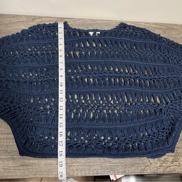 🎉 HP 🎉 Sans Souci Navy Loose Knit Oversized Dolman Style Blouse, Size S - Picture 8 of 9